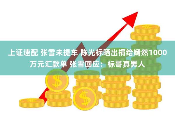 上证速配 张雪未提车 陈光标晒出捐给嫣然1000万元汇款单 张雪回应：标哥真男人