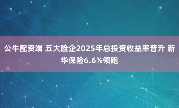 公牛配资端 五大险企2025年总投资收益率普升 新华保险6.6%领跑
