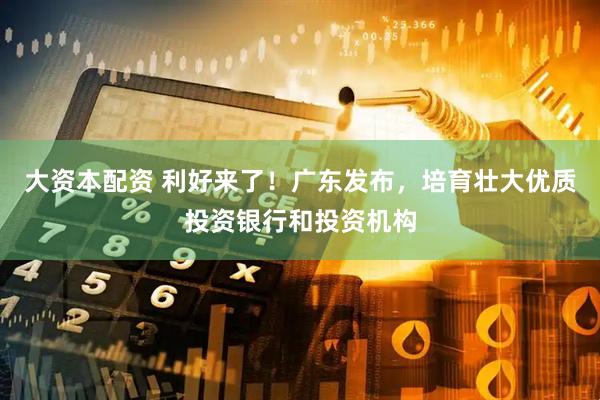 大资本配资 利好来了！广东发布，培育壮大优质投资银行和投资机构